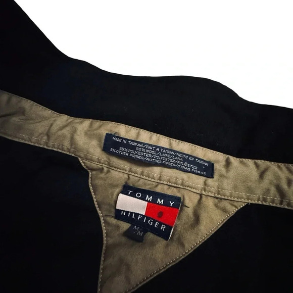 VTG Tommy Hilfiger || Men's Wool Blend Button Up Shirt in Black Sz Medium - Picture 6 of 11